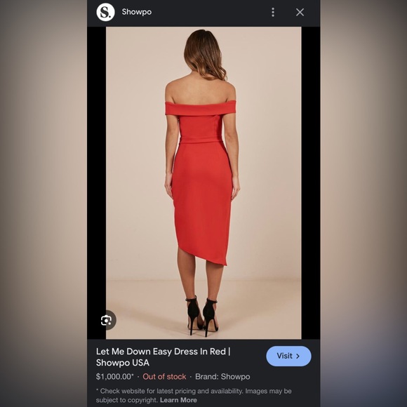 SHOWPO Red ‘Let me down east’ cocktail dress NWT - Picture 2 of 4